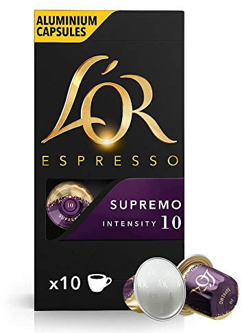 Douwe Egberts L´OR Espresso Supremo, Lot de 2, 2 x 10 Capsules, compatibles avec machines Nespresso
