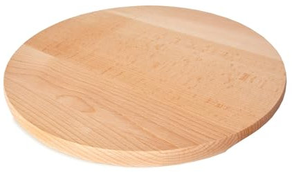 Bütic Assiette à pizza, assiette à tarte flambée avec poignée creuse en hêtre – Taille au choix, article : Ø 35 cm