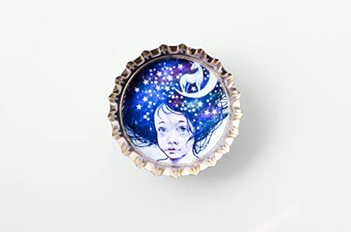 Mädchen mit Einhorn Kronkorken Magnet Kühlschrankmagnet