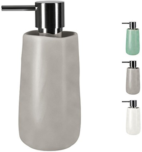 Spirella Seifenspender Sina mit Edelstahlpumpe Flüssigseifen-Spender Porzellan 350ml Langliebig und Robust Taupe