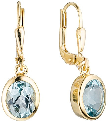 Jobo Damen-Ohrringe hängend aus 8 Karat 333 Gold mit Blautopas Oval