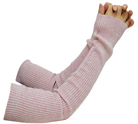 Share Maison Armstulpen für Damen, Wollstrick, Kaschmir, lange fingerlose Armstulpen, 50 cm, Winterhandschuhe, 24-Hellrosa, Medium