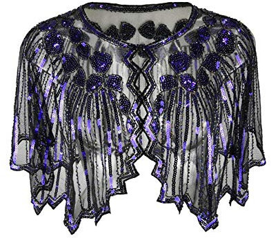 Bolero Donna Elegante Coprispalle Giacca Corte Paillettes Cardigan Top Viola Taglia Unica