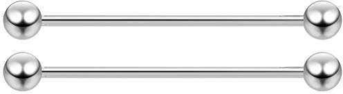 2pc 1.6mm Industrial Barbell Earrings Cartilage Ear Long Bar Steel 35mm (1 3/8) Surgical Steel Gauge 5mm Ball For Men Women Piercing Jewellery