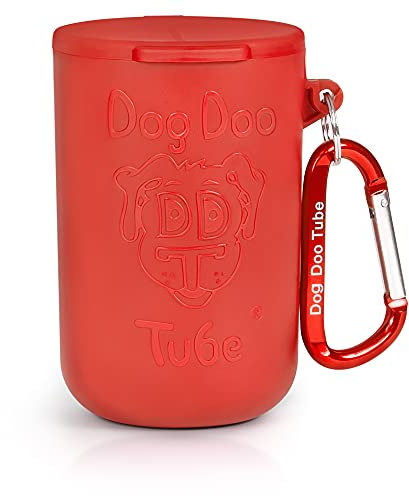 Doo Doo Doo Hundekotbeutelhalter, gefüllt, wiederverwendbar, Röhrchen zur Aufbewahrung von Gerüchen und Keimen, rot