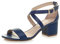 Ajvani Womens Ladies mid Low Block Heel Cross Straps Party Strappy Sandals, Navy Matte, 6 UK