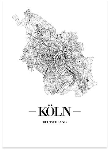 JUNIWORDS Stadtposter, Köln, Wähle eine Größe, 60 x 90 cm, Poster, Schrift A, Weiß