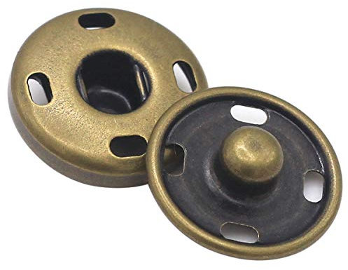 Druckknöpfe aus antikem Messing, zum Aufnähen, rostfreie Druckknöpfe (15 mm), 30 Sets