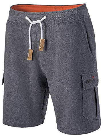 Mount Swiss Herren Cargo Shorts mit 6 Taschen & Klett- BZW. Reiß-Verschluss I Freizeit Hose Herren kurz in Anthrazit, Schwarz, Stahlgrau, Blaugrau Größe S - 8XL