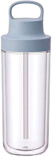 KINTO 20073 TOGO Bottle 499.8 ml (480 ml) Hellblau Inklusive Strohhalm Leichte Wasserflasche Spülmaschinenfest Doppelwandige Konstruktion