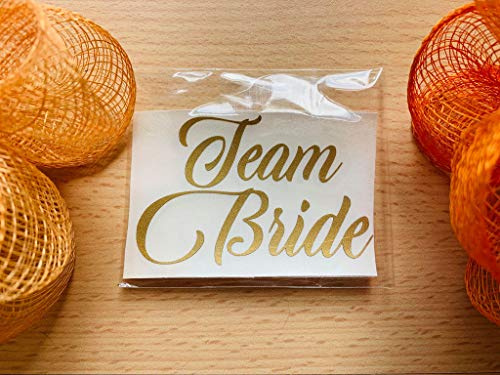 MURRIELLE Team Bride/Bride, Decal Label for Wedding Party champagne flutes glasses/wine glasses MATT FINISHED GOLD (11 Labels)