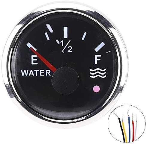Wasserstandsanzeige, 52 mm/2 Zoll Wasserstandsanzeige 9-30 V DC Smart Alarm für Marineboot RV 0-190 Ohm Europäischer Sensor(Schwarz)