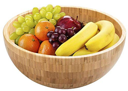 Stylish Handmade Bamboo Fruit Bowl, Wooden Salad Serving Bowl, Modern Wood Bread Basket, Big Round Bowls, Bamboo Salad Bowl Natural Wood Dishware for Fruit Snacks Appetizers Small 14cm*6cm