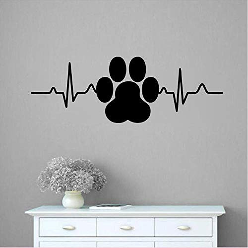 WANGHH Zampa di cane Stampa Battito cardiaco Arte del vinile Decorazioni per la casa Adesivi murali Negozio di animali Decalcomanie per finestre veterinarie Murali smontabili Carta da parati 57x20 cm
