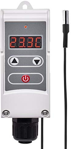 EMOS P5684 - Termostato con Sensor Remoto, sensibilidad de conmutación Ajustable y Pantalla Digital/termostato de Tubo de Ajuste de Rango de 5 °C a 90 °C, 45 x 45 x 130 mm