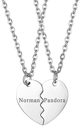 JewelryWe Schmuck 2PCS Pärchen Halskette mit Herz Puzzle Anhänger Edelstahl Paar Freunde BFF Kette Geschenk Ohne Gravur Silber