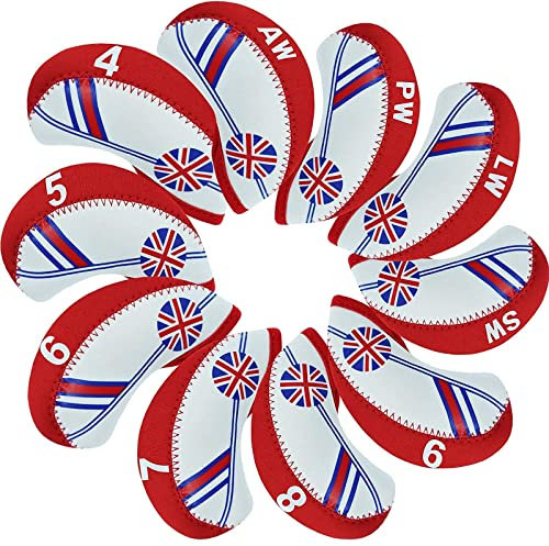 Lot de 10 housses de tête de golf avec chiffres imprimés - Légers et durables - Compatibles avec tous les clubs de fer (rose)