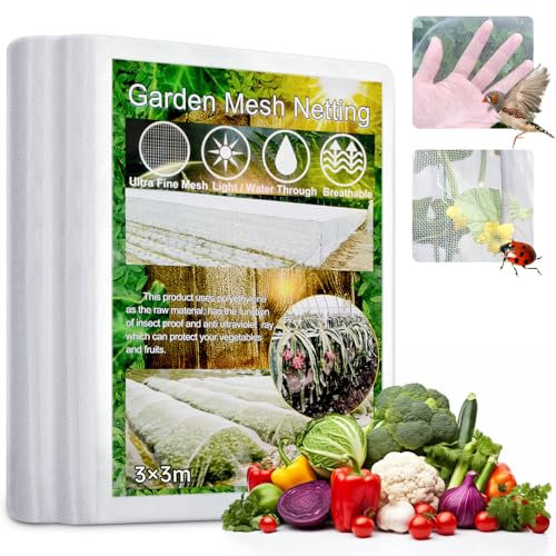 Garden Netting Mesh for Vegetables, Protection Netting for Plants, 3x3M / 10×10Ft Fine Bird Mesh, Butterfly Netting for Flowers, Crops and Fruits.