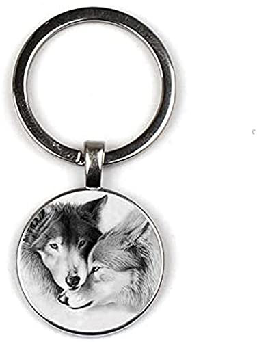 Porte-clés Totem de loup Cangyuan noir avec loup hurlant - pour les amoureux des animaux