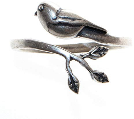 YANQSHM Ring Silber 925 Damen,Vintage Verstellbare Ringe Süßer Kleiner Vogel Olivenzweig Sterling Silber Ring Charmanter Weihnachtsschmuck Geschenk Eheringe Für Männer Frauen Damen