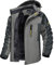 MAGCOMSEN Herren Wasserdicht Outdoorjacke Fleece Skijacke Warm Winddicht Wanderjacke Männer Softshell Winter Jacke Outdoor Übergangsjacke mit Multi Taschen Hellgrau L