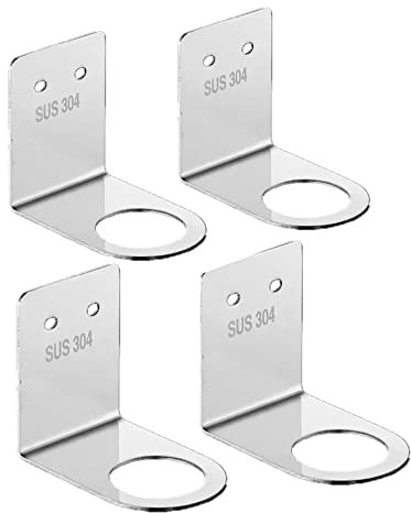 BiJun Wall Mount Soap Dispenser, 4pc Wall Soap Dispenser Hole for 3.3cm Shower Dispenser Wall Mounted Hand Pump Bottles Hanging Jar Rack Shampoo Holder Lotion Container (1.3in, Silver)