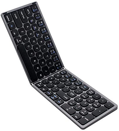 N+B Portable Wireless Bluetooth Keyboard, Rechargeable Folding Keyboard with Numeric Keypad, Ergonomic Design, Low Extra Noise, for Tablets, Laptops and Computer, Black