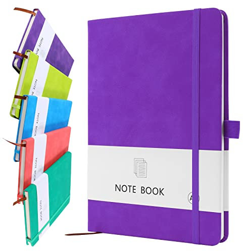 A5 Notebook, Notebook A5 Note Book Note Pad Journal Notebook A5 Notepad PU Leather Notebook for Office School Home Business Writing & Note Taking 200 Pages (100 Sheets)- Purple