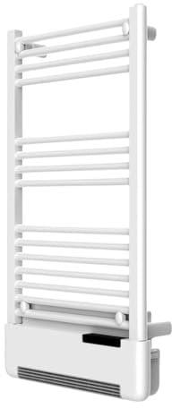 VOLTMAN-Radiateur Sèche-serviettes vertical à inertie fluide LIZA 500W + soufflerie 1000W blanc - Programmation digitale - VOLTMAN