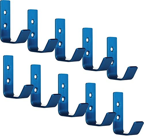 SOTECH 10 x Kleiderhaken Loxten 60 x 20 x 45 mm blau, Garderobenhaken aus echt Edelstahl, Wandhaken mit 3 mm Materialstärke, Jackenhaken mit abgerundeten Kanten