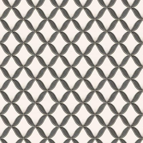 Fabric Touch Geometric Black Wallpaper - Gold White Modern Contemporary Feature Wall - Luxury Textured Vinyl