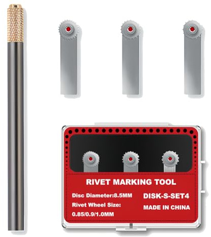 HUBEST Model Rivet Maker Tool with Handle for Model Hobby Craft Building Accessories Tool(Set S4) | 3 gears: 0.85/0.9/1.0mm, Heavy-duty for recessed areas, Hardened steel, Ergonomic handle, Storage case