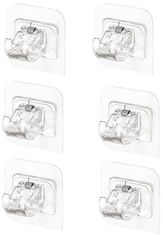 Zhouocea 6 PCS Transparent Self Adhesive Curtain Rod Bracket Holder, No Drill, Durable ABS Plastic, Suitable for Home, Kitchen, Bathroom, Hotel