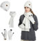 Meajore MüTze Schal Handschuhe Damen Set 3 In 1 Winter Warm Beanie Touchscreen Handschuh Und Lang Schal StrickmüTze Set