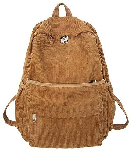 TEidea Schulrucksack Retro-College-Rucksack Aus Cord – Modischer Unisex Für Reisen, Freizeit Und Schule-Braun-L31Cmb13Cmh42Cm