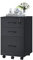 Panana Wooden 3 Drawers Filing Cabinets, Mobile File Cabinet Under Desk Drawers on Casters Rolling Office Cabinet for Home Office Furniture (Black)