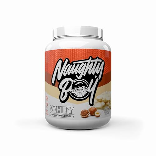 Naughty Boy Advanced 100% Whey Protein Powder 2kg, High Protein Shake for Muscle Growth & Recovery, Low Sugar, White Chocolate Hazelnut