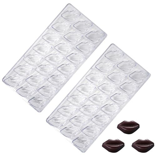 YXHZVON 2 PCS Moule à Chocolat en Polycarbonate, Moule Transparent DIY, Moule à Chocolat en Forme de Lèvre pour Faire des Bonbons Sphériques, du Chocolat, des Collations pour Gâteaux