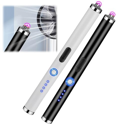 2 Pezzi Accendino Arco Elettrico USB Ricaricabile, Accendino a Candela, Accendino Lungo Antivento, Accendino ad Arco Elettrico Senza Fiamma per Candela Camino Cucina BBQ Stufe Campeggio