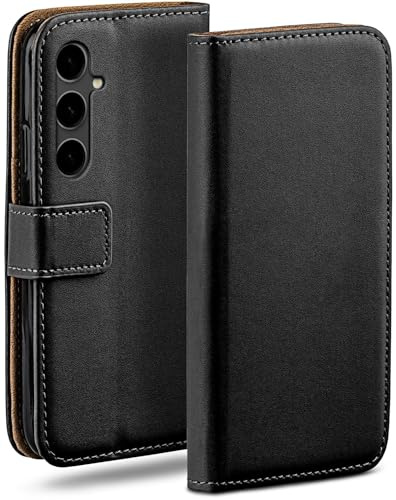 moex für Samsung Galaxy S23 FE Hülle mit Kartenfach, Handyhülle klappbar 360 Grad Schutzhülle, PU Leder Handytasche Samsung Galaxy S23 FE Klapphülle Flip Case, Schwarz