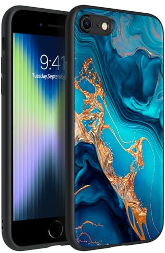 GaoBao for iPhone 7/8/SE 2020 Case Shockproof, iPhone 7/8/SE Case Glow in The Dark, Hybrid Hard PC Back Soft TPU Bumper Anti-Slip Women Men Boys Protective Cover for iPhone 7/8/SE 4.7-Gold/Marble