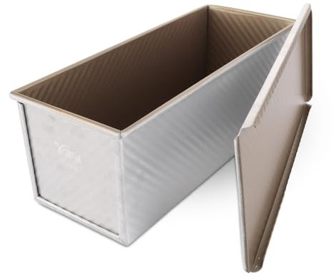 WOPPLXY Toastbrot Backform mit Deckel, 1000g Brotbackform mit Deckel, Antihaft Toast Backform mit Deckelen aus Kohlenstoffstahl für Brote, Kuchen, Gebäck (34 x 13,5 x 12 cm, Silber)