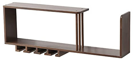 NUONUO Portabottiglie per vino Portabicchieri per vino Scaffale a parete in legno rustico Montaggio a parete in vetro, visione industriale del display per bottiglie di vino sospese