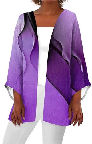 SCBFDI Coprispalle Donna Elegante, Maglioni Cardigan Per le Donne di Taglia Superiore Colorblock Giacche Drappeggiate Estate Leggero Aperto Davanti Holiday Casual Outwear, Coprispalle Fucsia