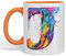 Vixar Letter J Mug, Alphabet Letter J Monogram Watercolour Ceramic Coloured Mug Cup for Tea Coffee Hot Brew 330ml 11Oz Gift (Orange)