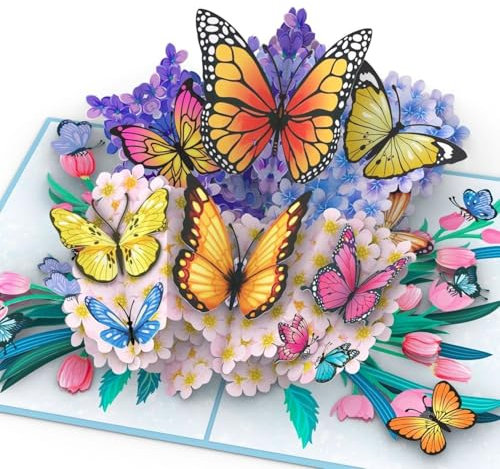 papercrush® Pop-Up Karte Schmetterlinge auf Blumen - 3D Geburtstagskarte für Frau, Freundin & Mama (Gute Besserung, Geldgeschenk, Hochzeit, Jahrestag) - Besondere Glückwunschkarte zur Geburt