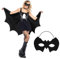 Aomig Cape à Capuchon, Cape de Chauve-Souris Vampire pour Adulte, Costume de Chauve-Souris avec Masque de Chauve-Souris en Dentelle, Déguisement de Chauve-Souris D'halloween, Cape Ailée de Sorcière