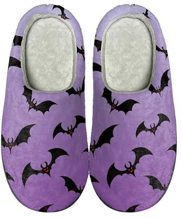 Generico Hausschuhe für Damen, Winter, Halloween, Plüsch, Kürbis, Halloween, rutschfest, Cartoon, Shoes Scream Ghostface, Baumwolle, Slide warm, Unisex, Hausschuhe für Damen, violett, 46 EU