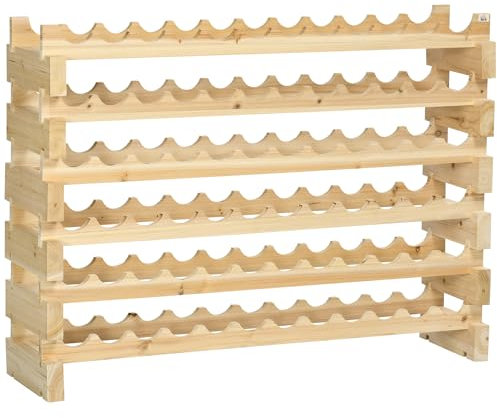 HOMCOM Botellero Vino 72 Botellas Botellero de Madera de 6 Niveles Botellero Vertical Carga 100 kg para Cocina Comedor Bar 114x28x85 cm Madera Natural
