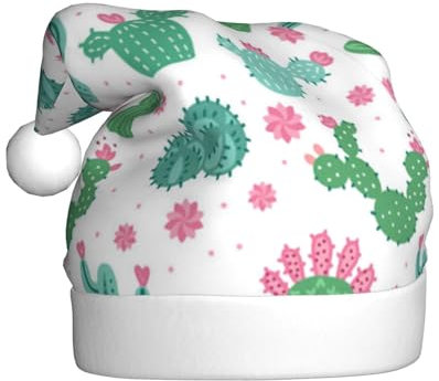 MMSJSBVY Niedliche Kaktus-Illustration, Weihnachtsmütze, Weihnachtsmannmütze, Unisex-Mütze, Neujahrsfeiertag, Partyzubehör